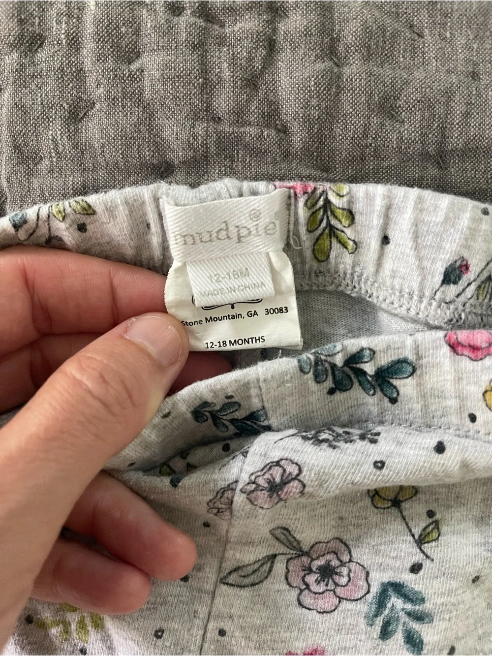 Mud Pie Grey Floral Leggings Pink Yellow 12-18 Months Baby Girl Georgia
